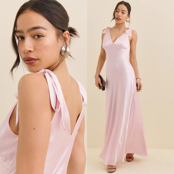 Reformation Pernille Silk Dress Cherry Blossom - Picture 1 of 9